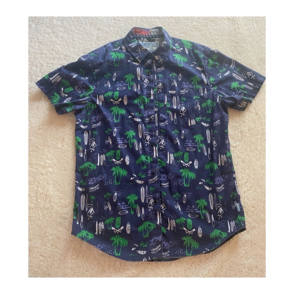 Mens Shirt Huntington 1984 Beach Club Vintage Shirt Button Down Sz M